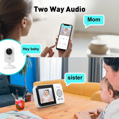 Upgrade Video Baby Monitor with 2 Cameras and Audio 2.8" LCD Screen, Night Vision, APP, 2 Way Talk, 1200Ft Long Range, Feeding Clock, Temperature Detection, Portable Wireless Baby Cam Home Use