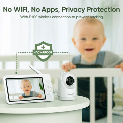 Megaview 7" 720P Baby Monitor with Video Camera and Audio No Wi-Fi 6000Mah Battery VOX Mode Auto Night Vision