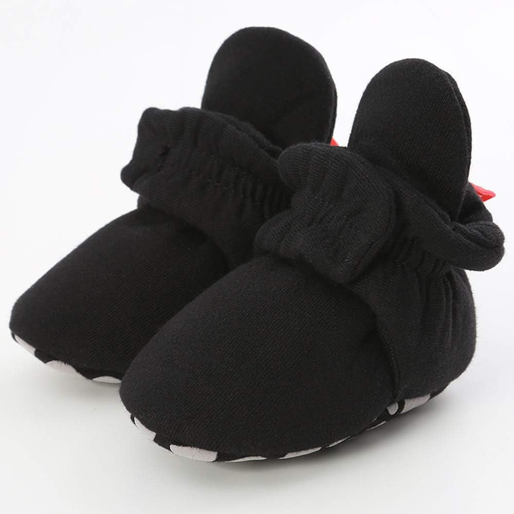 Baby Booties Newborn Boys Girls Fleece Boots Non Slip Grippers Stay on Slipper Socks Infant First Walker Winter Warm Crib Shoes