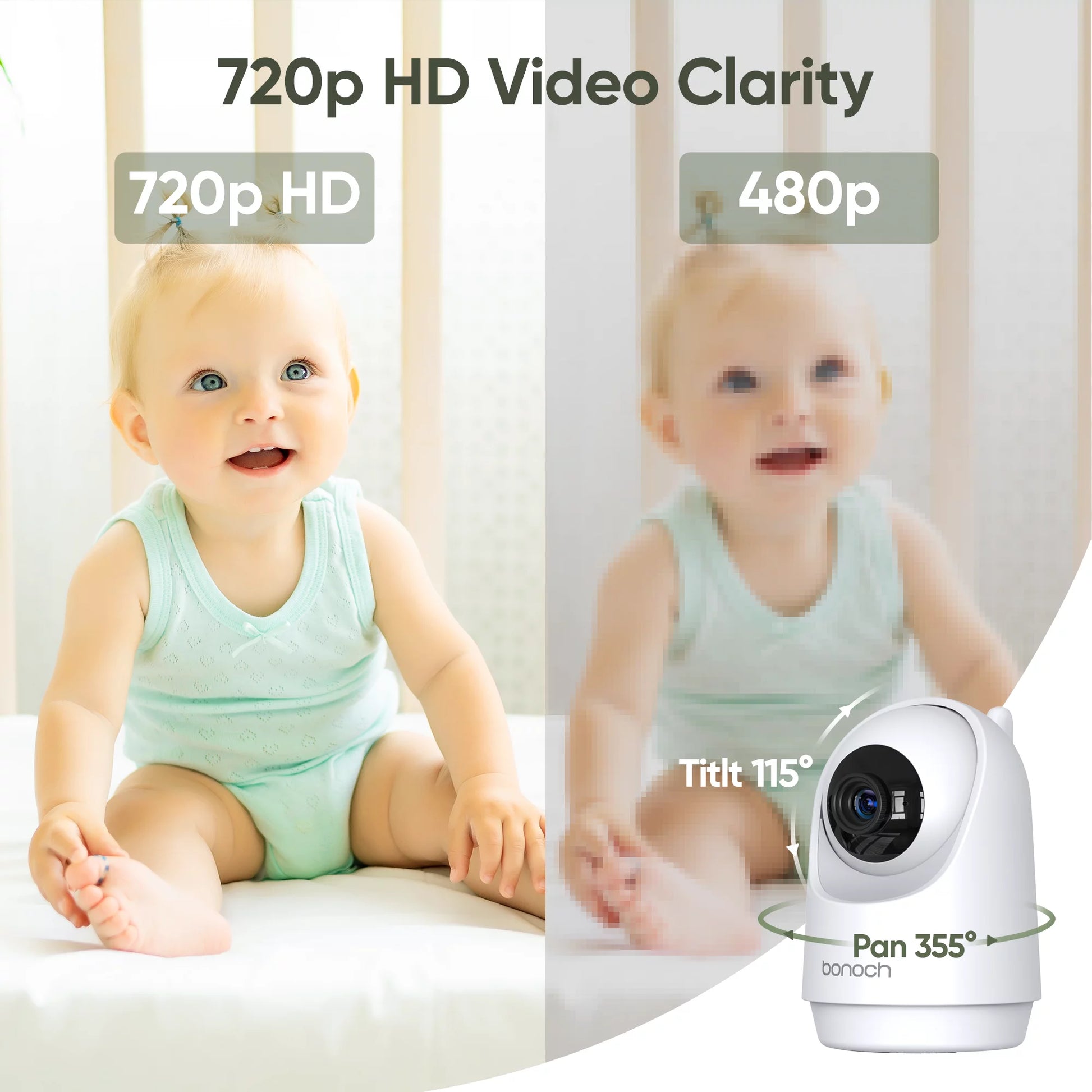 Megaview 7" 720P Baby Monitor with Video Camera and Audio No Wi-Fi 6000Mah Battery VOX Mode Auto Night Vision