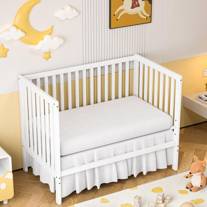 5-In-1 Convertible Crib, Baby Bed, Converts from Baby Crib to Toddler Bed, Fits Standard Full-Size Crib Mattress (White)