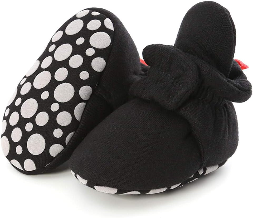 Baby Booties Newborn Boys Girls Fleece Boots Non Slip Grippers Stay on Slipper Socks Infant First Walker Winter Warm Crib Shoes