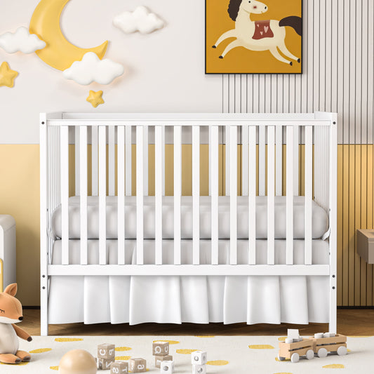 5-In-1 Convertible Crib, Baby Bed, Converts from Baby Crib to Toddler Bed, Fits Standard Full-Size Crib Mattress (White)