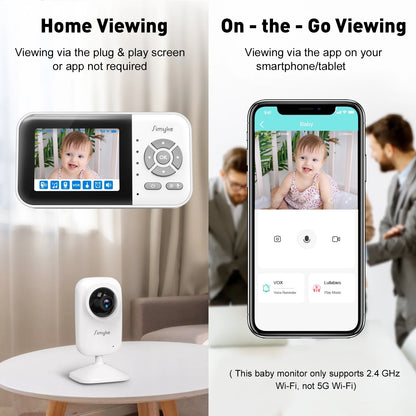 Upgrade Video Baby Monitor with 2 Cameras and Audio 2.8" LCD Screen, Night Vision, APP, 2 Way Talk, 1200Ft Long Range, Feeding Clock, Temperature Detection, Portable Wireless Baby Cam Home Use